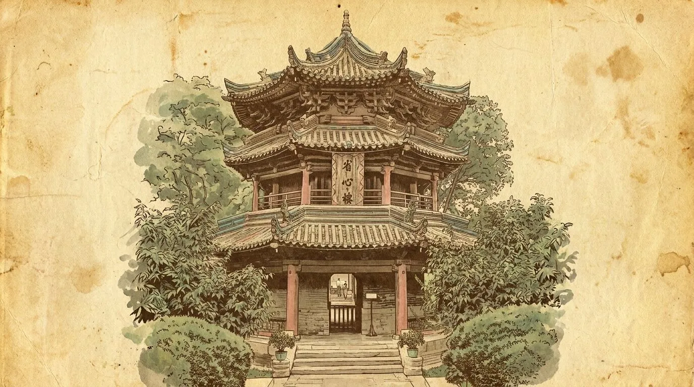 A Hui mosque — Chinese architecture outside, Arabic calligraphy inside