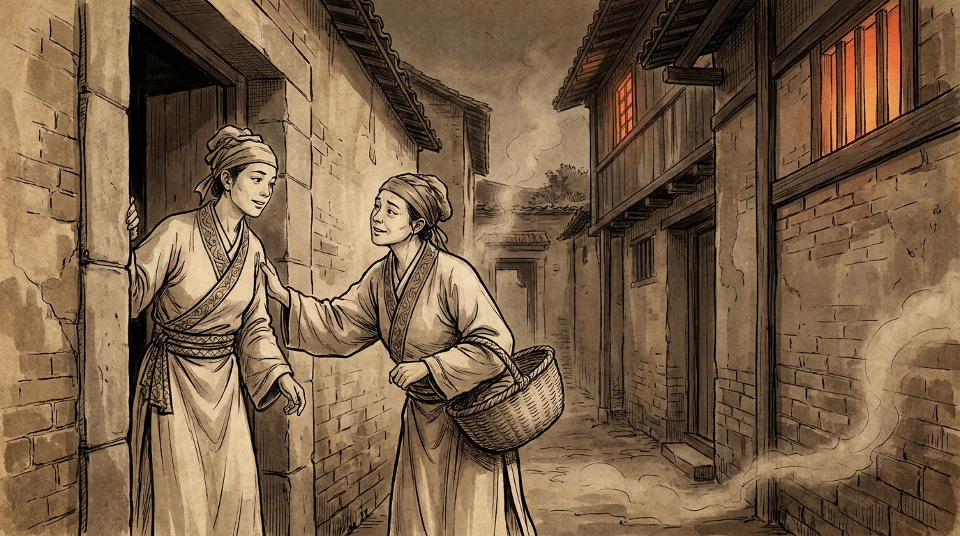Two Chinese women checking on one another — sharing is the default