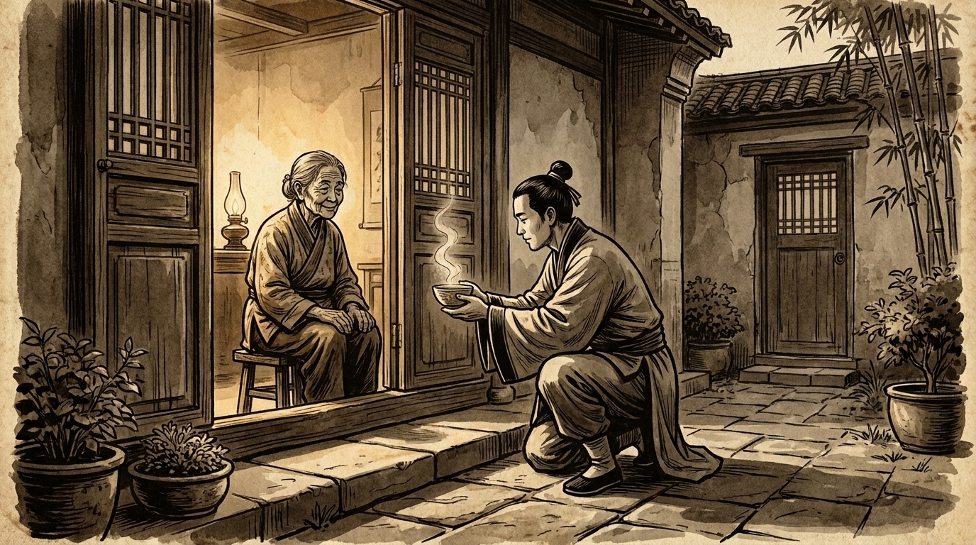 孝 — filial piety, caring for ageing parents