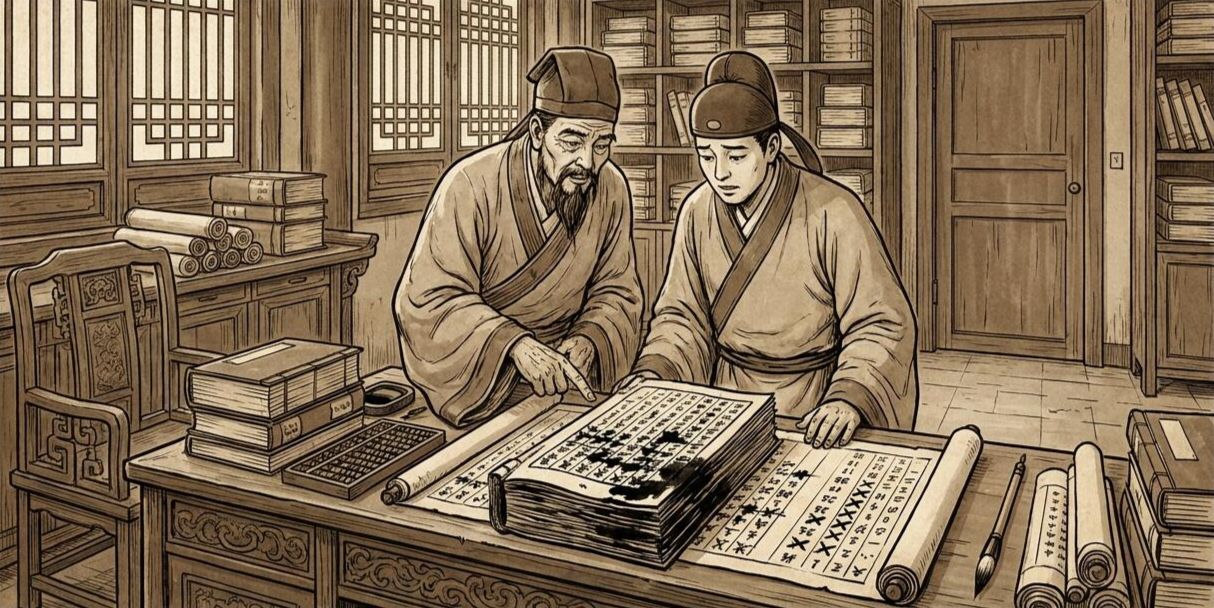 A Ming dynasty scene — the path ahead blocked, the world itself saying no